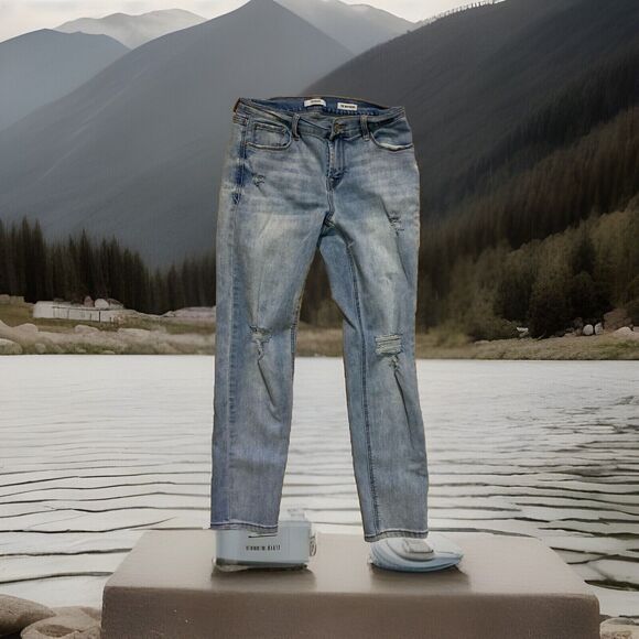 Kensie The Boyfriend Women's Jeans Distressed 4/27‎ Light Wash - Picture 1 of 5